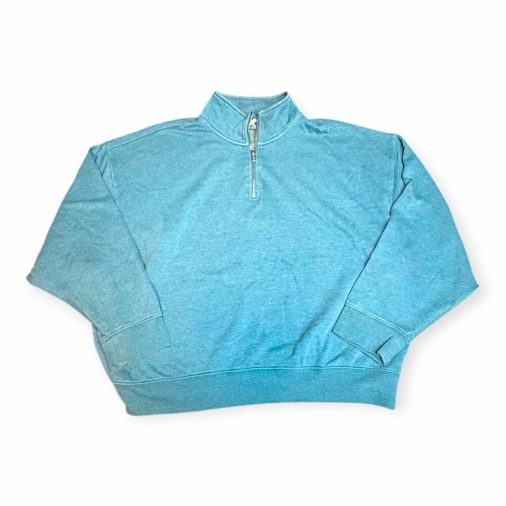 PINK VICTORIA’S SECRET Women’s Teal Blue Long Sleeve Quarter Zip Pullover Sweats